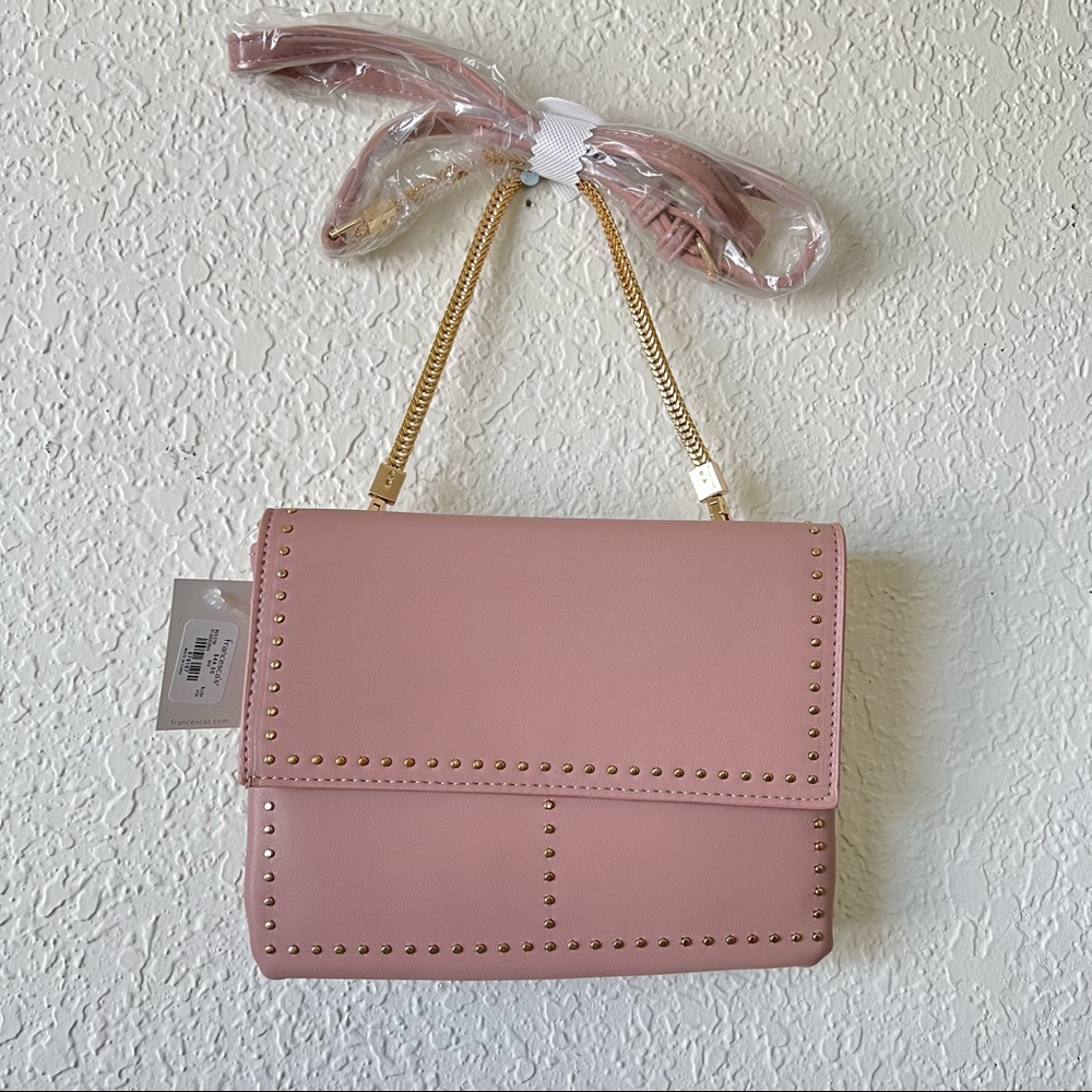 Francesca's Accessories Purse Pale Pink with Gold Crossbody